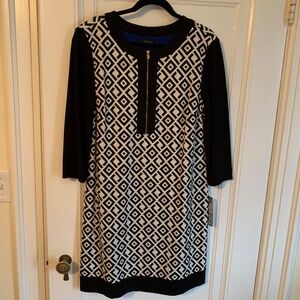 NWT Tahari Black and White Dress Size 16